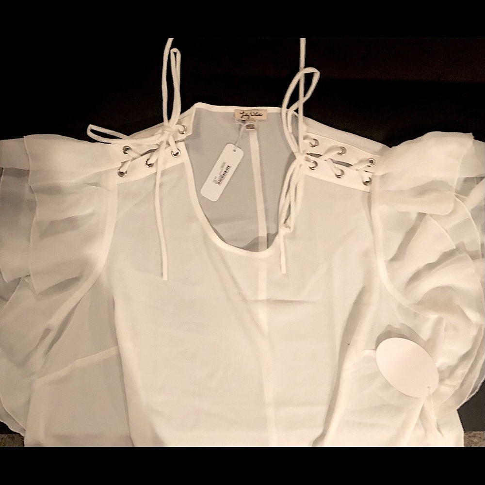 Lily White Plus Size Shoulder Tie Blouse